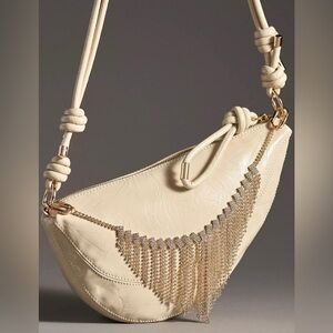 **NWT** ANTHROPOLOGIE Gold and Crystal Fringe Bag Charm